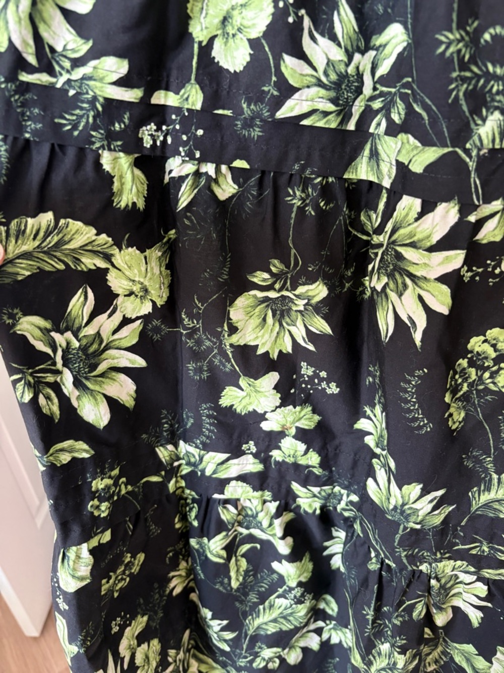 Anthropologie sz Large The Somerset Maxi Dress Black Floral Botanic A-line Tiers - Picture 7 of 8